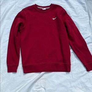 Nike Men's Maroon Crewneck Sweatshirt with White Swoosh